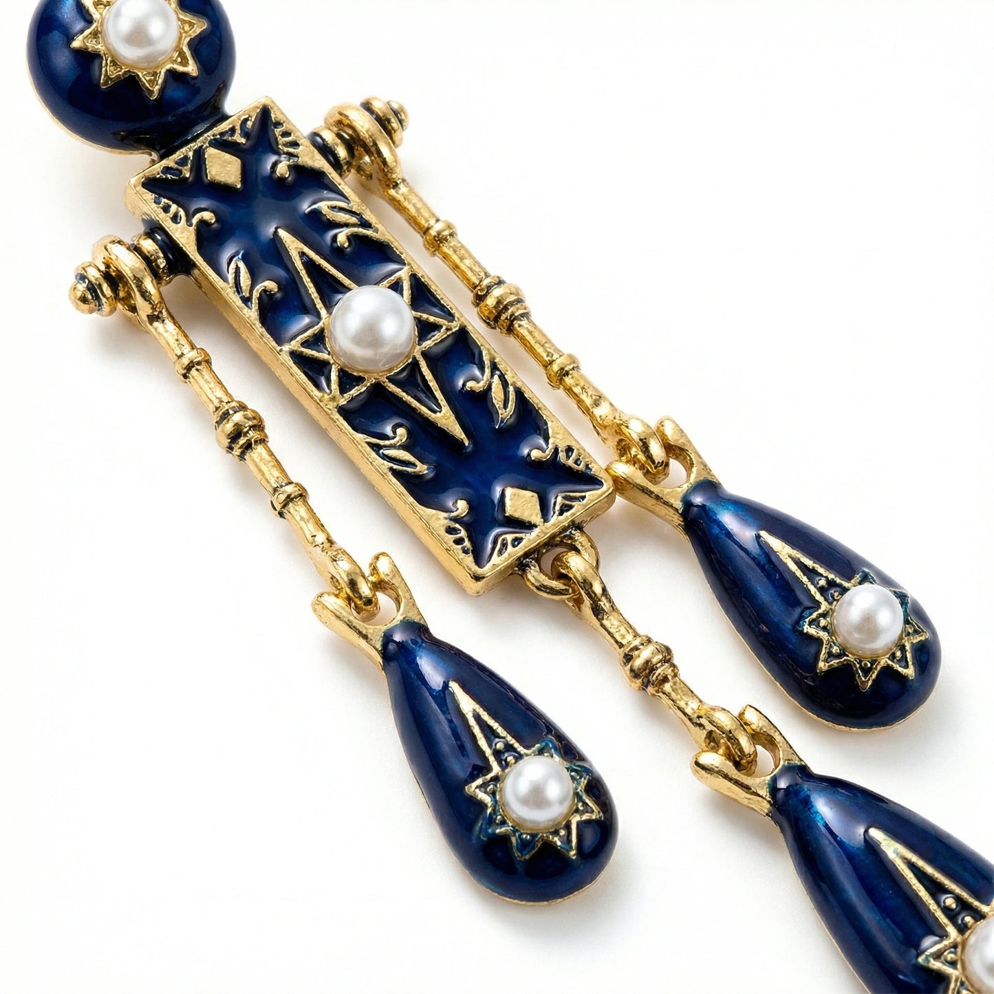 Bohemian Blue Drip Glaze Tassel Earrings Vintage Retro High-End Sensation Daily Commute Ear Jewelry Women's Fashion Accessories