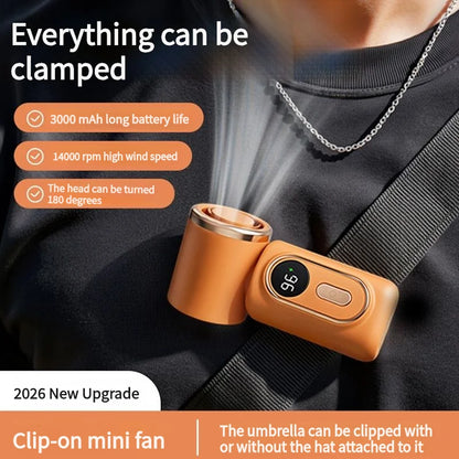 Portable Handheld Fan Mini Clip Fan Umbrella Holder Function Rotatable USB charging Compact Personal Cooling Fan Outdoor Camping