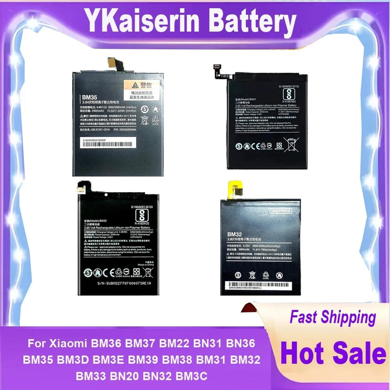 Phone Battery For Xiaomi Mi 4S 5 M5 4C 5C 5X 6 6X 7 8 A2 Redmi Note 5A Prime S2 Pro Y1 Mia1 Lite Batteries + Track NO