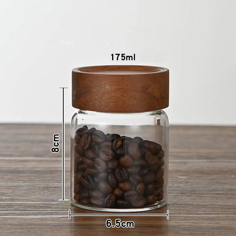 High Borosilicate Glass With Lids Storage Tank Acacia Wood Miscellaneous Grain Sealed Can Storage Pots Split Bottle Spice Jars