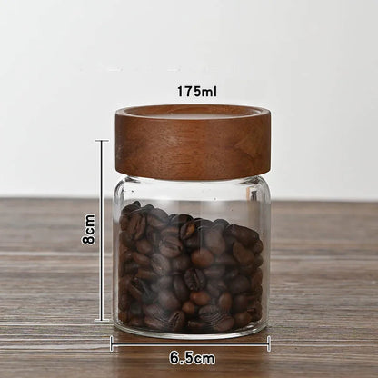 High Borosilicate Glass With Lids Storage Tank Acacia Wood Miscellaneous Grain Sealed Can Storage Pots Split Bottle Spice Jars