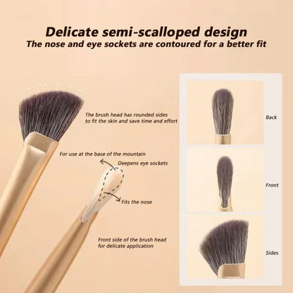 Highlight Powder Makeup Brushes Cosmetics Tools Beauty Angled Flat Head Nose Contouring Brush Multi-use Half Fan-shaped