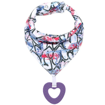 Baby cotton feeding bibs: Multi-functional triangular drool pads with teething toy—skin-friendly,anti-spitup,keeps clothes clean