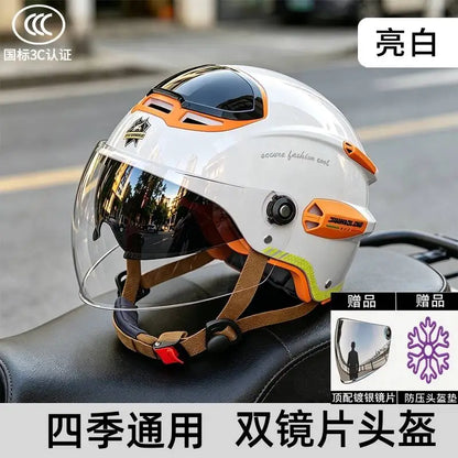 All-Season Electric Motorcycle For Men And Women, Sun Protection Riding Half Helmet, Scooter Three-Quarter Retro Safety Helmet
