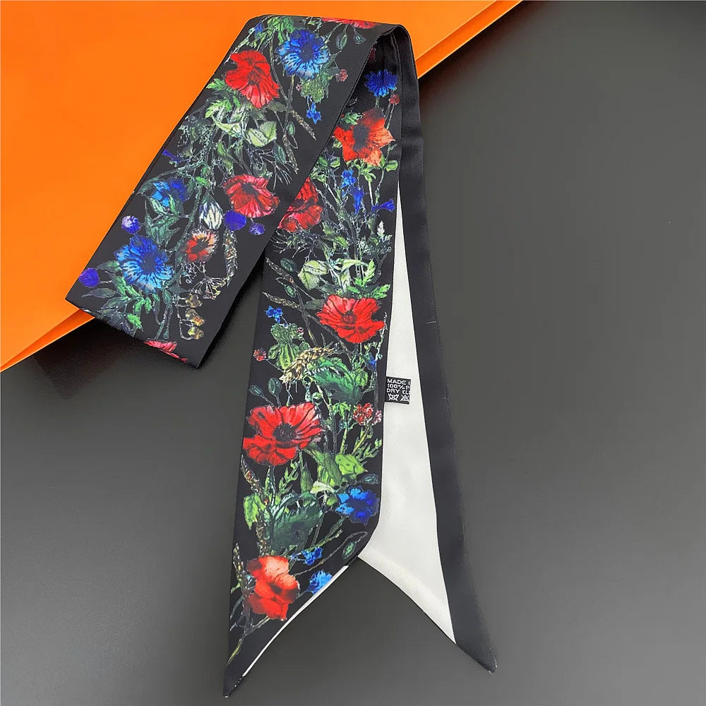 2024 New Luxury Brand Scarf Tarot Women Scarf Bag Hair Skinny Silk Scarves Design Foulard Neckerchief Headband For Ladies