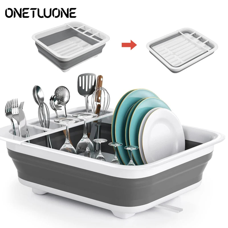 Kitchen Foldable Dish Rack  Storage Holder Drainer Bowl Tableware Plate Portable Drying Rack Home Dinnerware Dish Rack Organizer