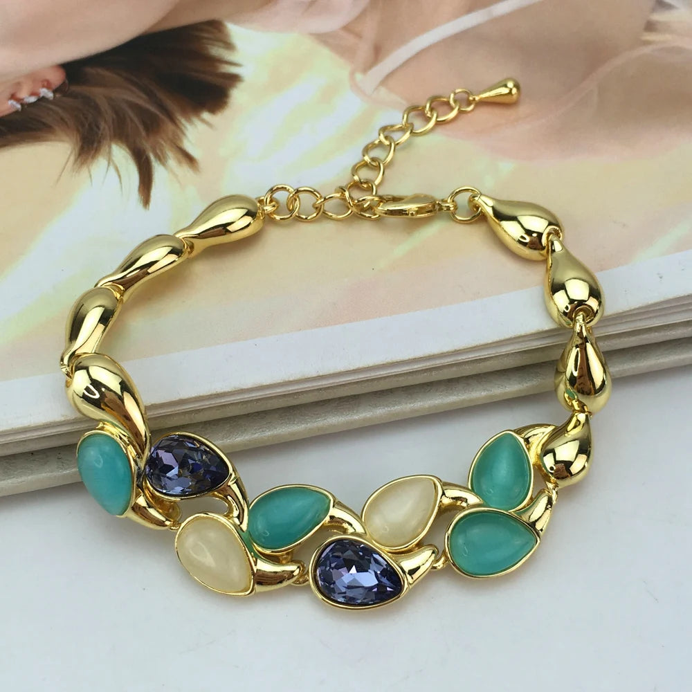 Dubai Fine Jewelry Beautiful Colored Stone Jewelry Sets  for Women Bridal Wedding FHK16602