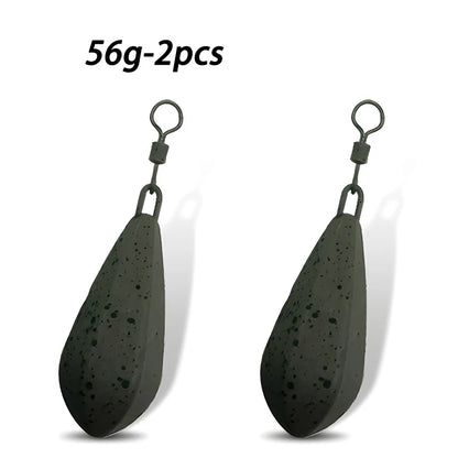 2pcs Carp fishing lead weight has 56g/71g/85g/99g/113g carp fishing weight. Pendant allows for quick replacement of lead