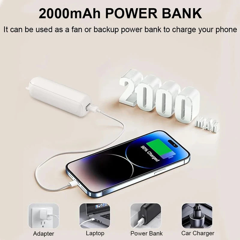 Portable Mini Fan USB Rechargeable 3-speed Adjustable Foldable Handheld Fan Suitable for Women, Student, Travel, Outdoor Use