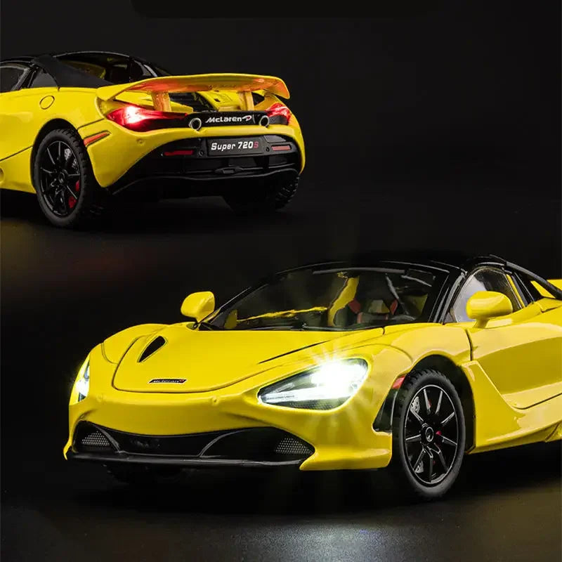 1:24 720S Alloy Racing Car Model Diecast Metal Sports Car Model Simulation Sound and Light Collection Childrens Toy Gift