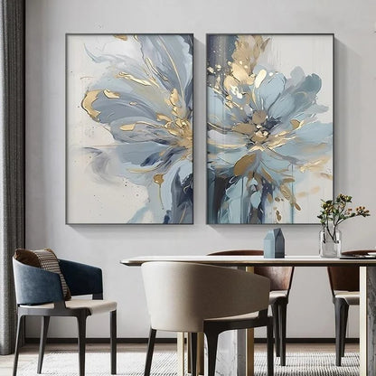 Luxury Painting for Living Room Wall Decor Abstract Blue Floral Canvas Print Wall Pictures Bedroom Entrance Modern Wall Artwork