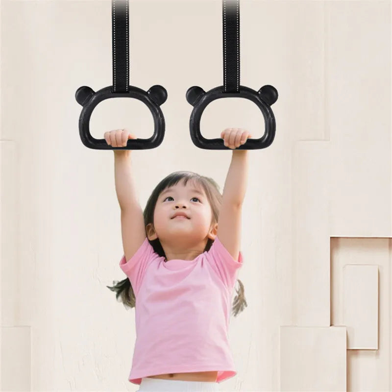 Gymnastics Rings Kid Sport Toy Non-Slip Gym Rings With Swing Adjustable Straps Pull-up Workout Gymnastics Fitness Equipment Toy