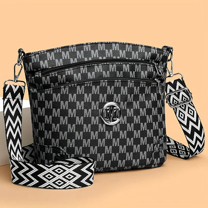 Elegant Women's Crossbody Bag with "M" Badge, Multi-Pocket, Adjustable Shoulder Strap, Women Shoulder Bag, Perfect as a Gift