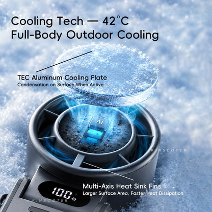 KINSCOTER Outdoor Foldable Portable Handheld Fan Mini Cooling Rechargeable 3600mAh 100-level Free Control High Speed Turbo Fan