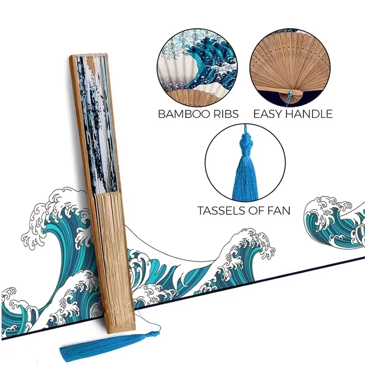 Handheld Folding Ancient Style Fan, Portable And Beautiful, With Tassel To Enhance Atmosphere, Great Prop For Photos