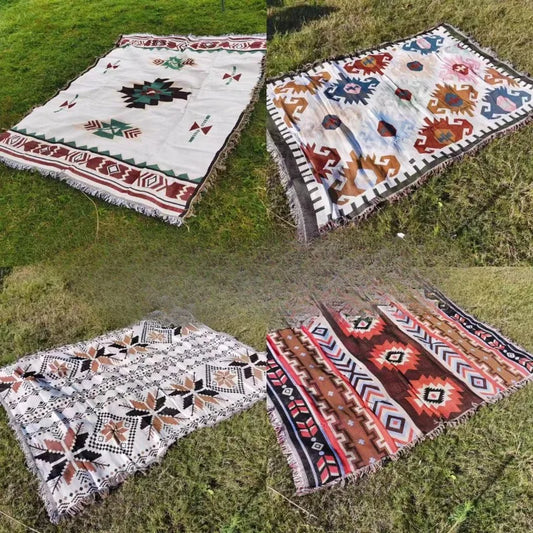 Classic Bohemian Style Outdoor Camping Blanket Sofa Cover Multifunctional Thread Blanket