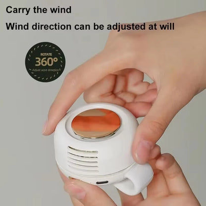 Portable Fan Mini Handheld Rechargeable Bladeless Electric Fan Clip Waist Fan Suitable for Outdoor Ventilation Desktop Small Fan