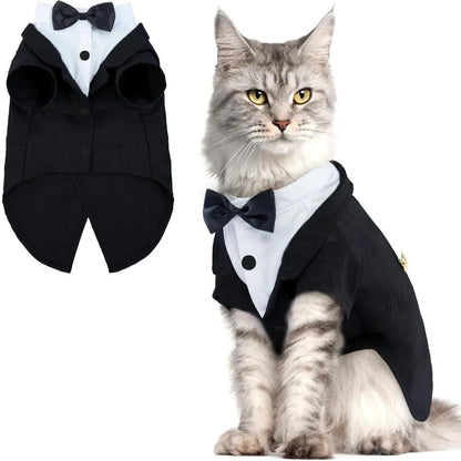 Cat Shirt Vest Clothing Cat Birthday Tailcoat Clothes Formal Attire Small Shirt Pet Clothes Wedding Birthday Cat Vest