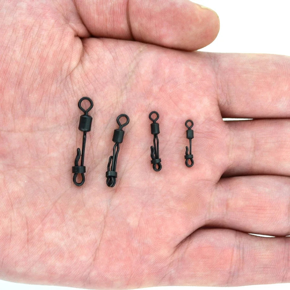 Hirisi 10pcs Quick Change Swivel With Clam Lock Clip For Carp Fishing Terminal Tackle Freshwater Fishing Accessories