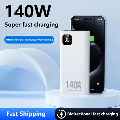 Lenovo 500000mAh Power Bank 140W Ultra Large Capacity Super Fast Charging Portable Power Digital Display External Battery 2026