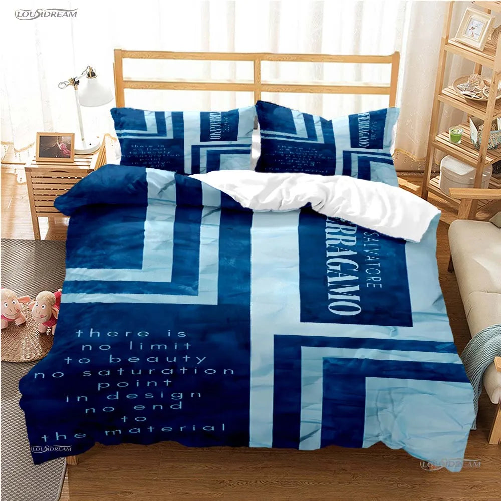 Fshion Luxury Brand Casal All Season Duvet Cover Comforter Bedding Set Soft Quilt Cover and Pillowcases Single/Double/Queen/King