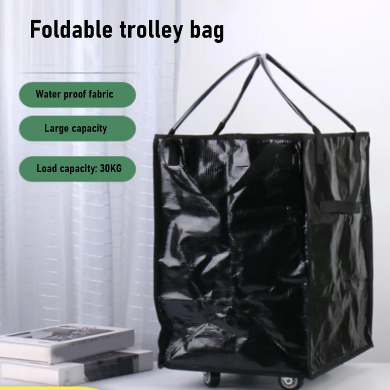 Reusable Grocery Bag On Wheels Water Proof Large Capacity Rolling Tote Bag with Reinforced Handles