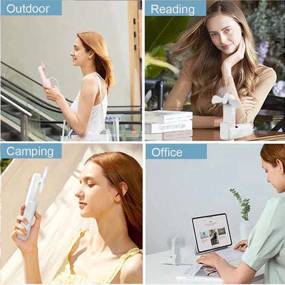 Portable Mini Fan USB Rechargeable 3-speed Adjustable Foldable Handheld Fan Suitable for Women, Student, Travel, Outdoor Use