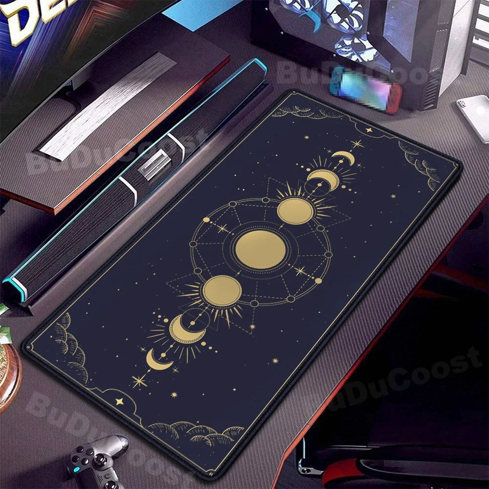 XXL Computer Desk Pad Pink Art keyboardpad Moon Space Mousepad Laptop Table Mat 900x400mm Rubber Anti-slip Soft Desktop Mice Pad