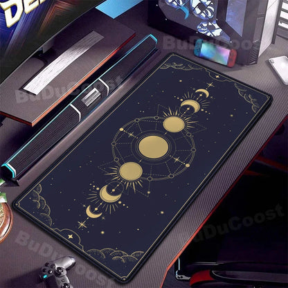 XXL Computer Desk Pad Pink Art keyboardpad Moon Space Mousepad Laptop Table Mat 900x400mm Rubber Anti-slip Soft Desktop Mice Pad