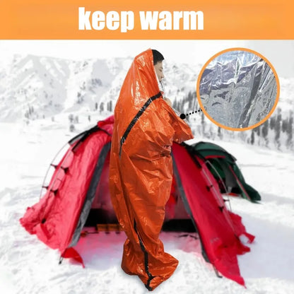 Portable Waterproof Emergency Survival Sleeping Bag Outdoor Edc Camping Gear Thermal Sack First Aid Rescue Kit Mylar Blanket