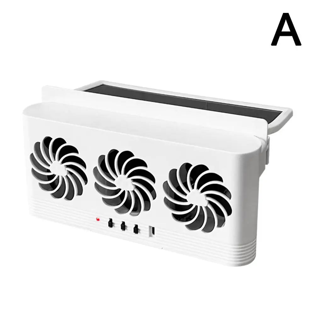 Upgrade Solar Powered Fan Car Cooler Front/Rear USB Charging Window Radiator Exhaust Fan Auto Air Vent Fan Ventilation Radiator