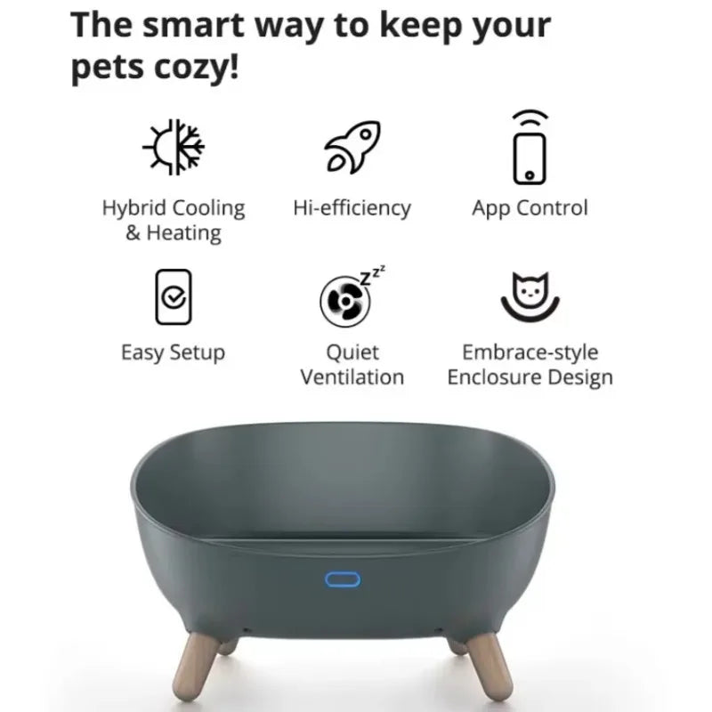 APP Controlled Electric Smart Pet Bed Silent Design With Self-Heating Cooling Features Plastic Bed Animal Pattern For Cats Dogs
