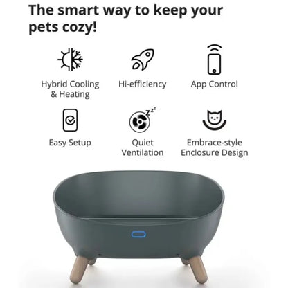 APP Controlled Electric Smart Pet Bed Silent Design With Self-Heating Cooling Features Plastic Bed Animal Pattern For Cats Dogs