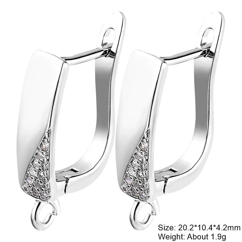 Juya 18K Gold Silver Plated Fastener Bales Fixture Earring Hook Locks For DIY Women Fashion Crystal Agate Charms Earrings Making