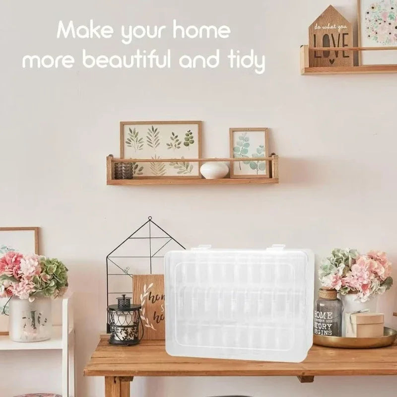 Durable plastic storage box, 30 compartments and small containers, transparent jewelry and home small item storage box