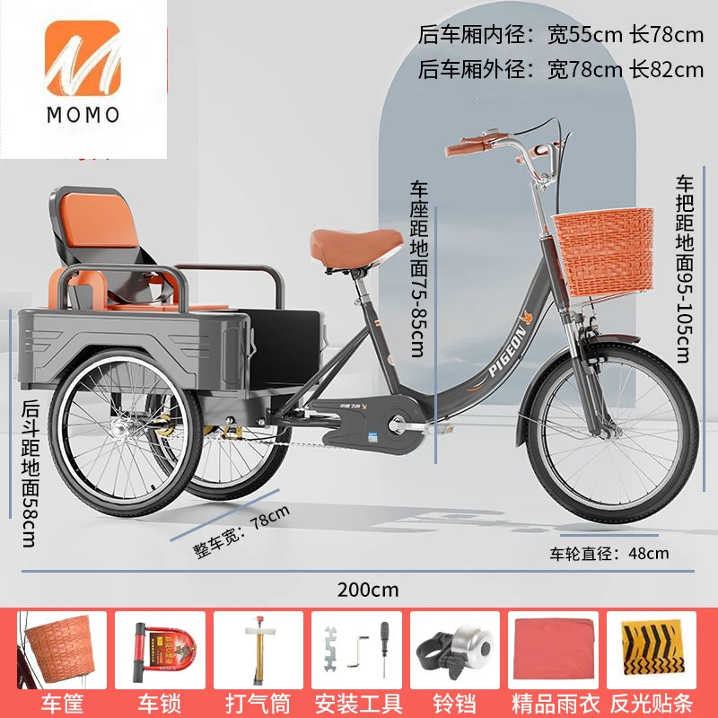 Tricycles for elderly people, pedals, pedals, variable speed bicycles for elderly people, rickshaws for transportation,