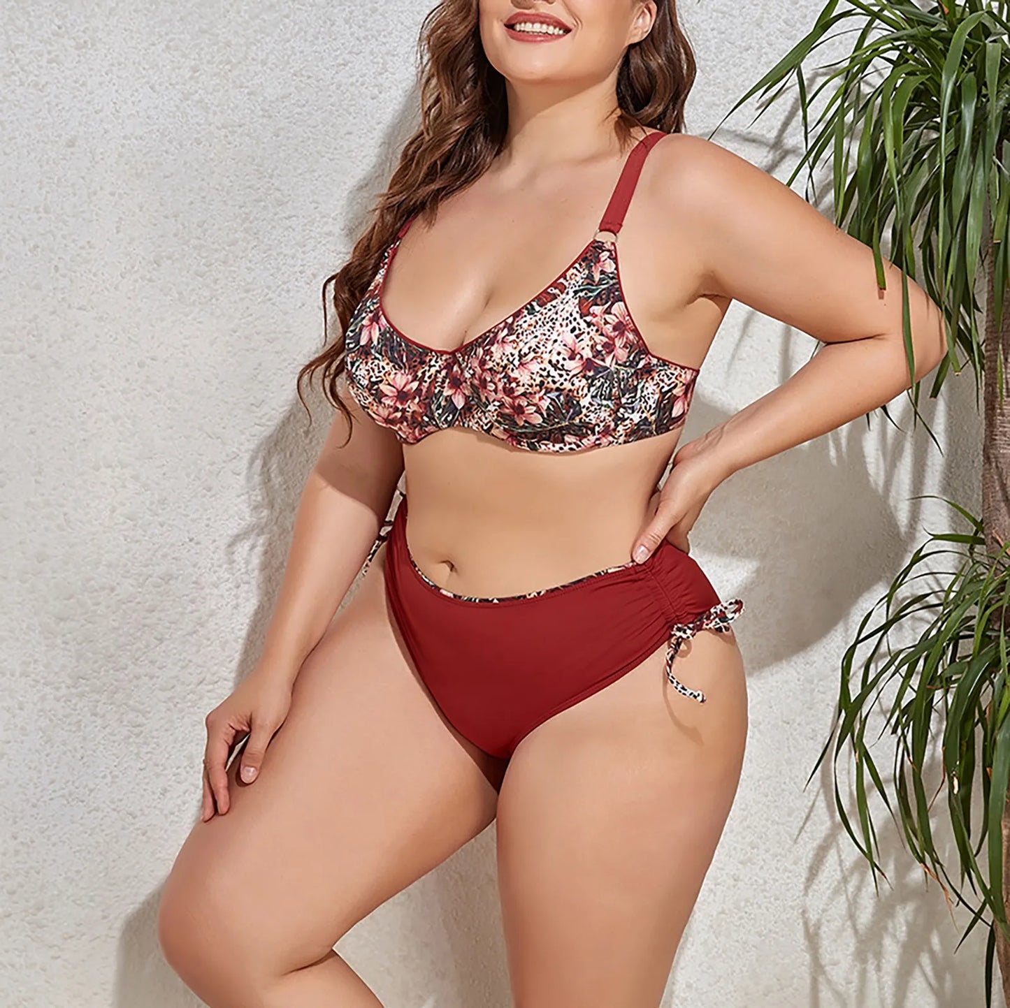 Vintage Ladies Split Swimsuit High Waisted Bottom Bathing Suits Plus Sized Summer Swimwear Women Two Pieces Swimsuits купальник