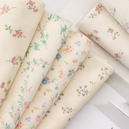 0.5m/1m Thickened Corduroy Fabric Small Floral Printed Fabric Making Dresses Children's Clothing Handmade DIY Clothing Fabrics