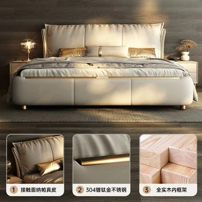 Bedroom Furniture Italian Simple Double Bed Frames Full Size Queen Soft Backrest Wedding Bed Muebles De Dormitorio Furniture