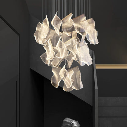 Light Guide LED Modern Chandelier Living Room Decor Lighting Duplex Rotating Stairs Pendant Lamp Dining Room Hanging Lights