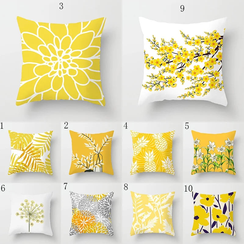 Modern Simple Yellow Flower Pillowcase Home Sofa  Lumbar   Cushion  Pillow