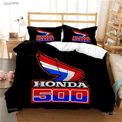 HRC-HONDA Motorcycle logo Duvet Cover Comforter Bedding sets Soft Quilt Cover and Pillowcases for Teens Single/Double/Queen/King