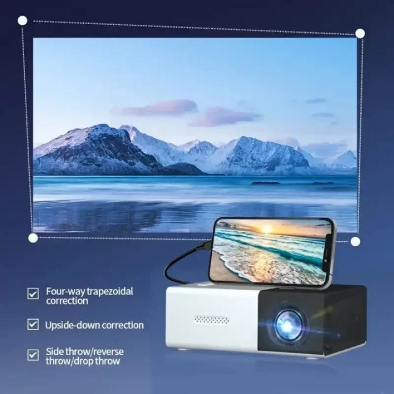 Portable Mini Projector with Full HD 1080P Support -Includes Remote Control, USB-Powered, Ideal for Smartphones, and USB Devices