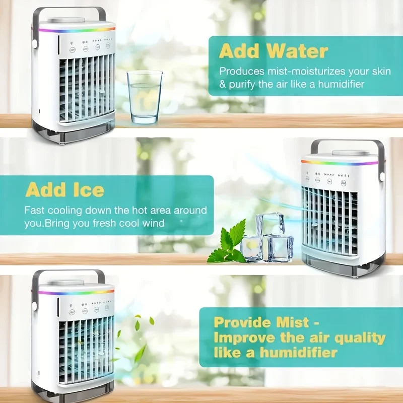 Portable USB Fan, Summer Cooling Fan, Personal Evaporative Cooler with 4 Wind Speeds, Mini Desktop Fan, Small Desktop