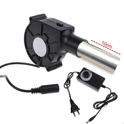 220V BBQ Fan Handheld Cooking Tool Adjustable Speed Air Blower for Barbecue Grill Camping US EU Plug Portable