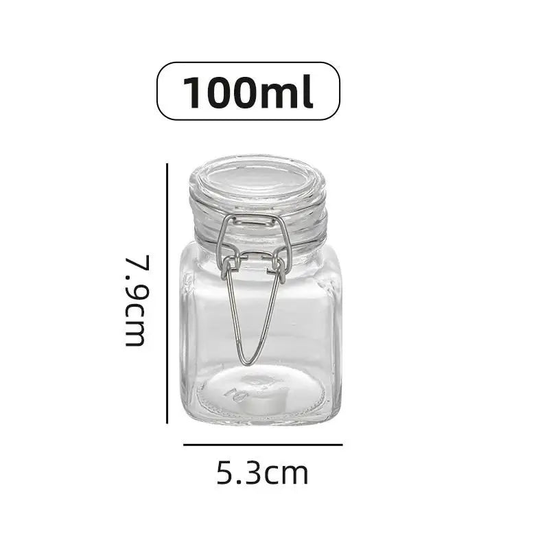 Transparent Glass Jar for Kitchen 50/100ml Sealed Storage Bottle Big Mouth Pickle Fruit Jam Container Household Food Canning