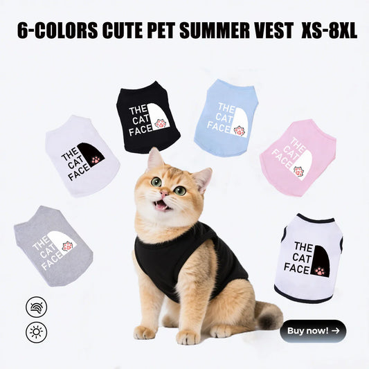 1 Pc Pet Vest, Text Print Summer Breathable Cat Clothing, Siamese, Ragdoll Silver Tabby vest