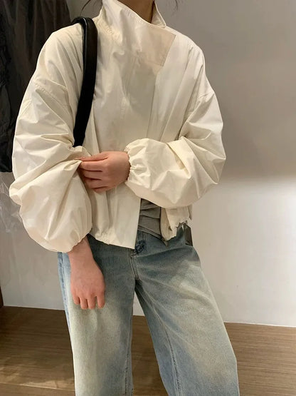 Loose Casual Women's ort Jaet Spring Summer New Sle Windbreaker Outerwear Sun Protection Zipper Design Commute Sle