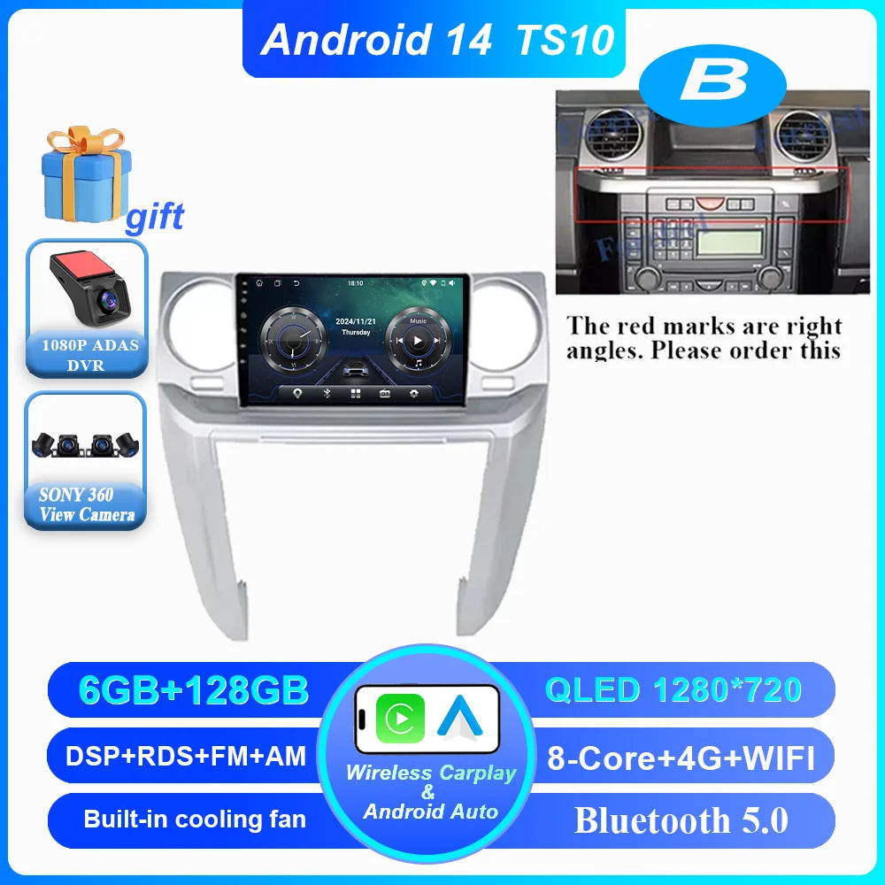 Car Android 16 GPS Navigation For Land Rover Discovery 3 2004 -2009 Auto Radio Stereo Multimidia Video Player Carplay NO 2DIN 4G