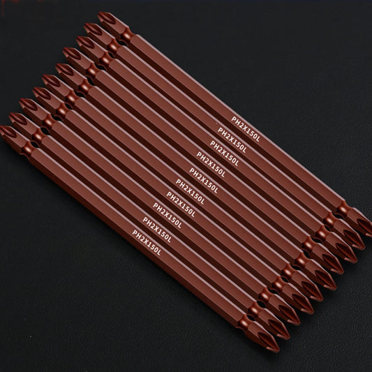 10pcs 6inch/150mm Magnetic Double-headed Phillips Screwdriver Bit S2 Steel Electric Tool For Screw Installation And Disassembly